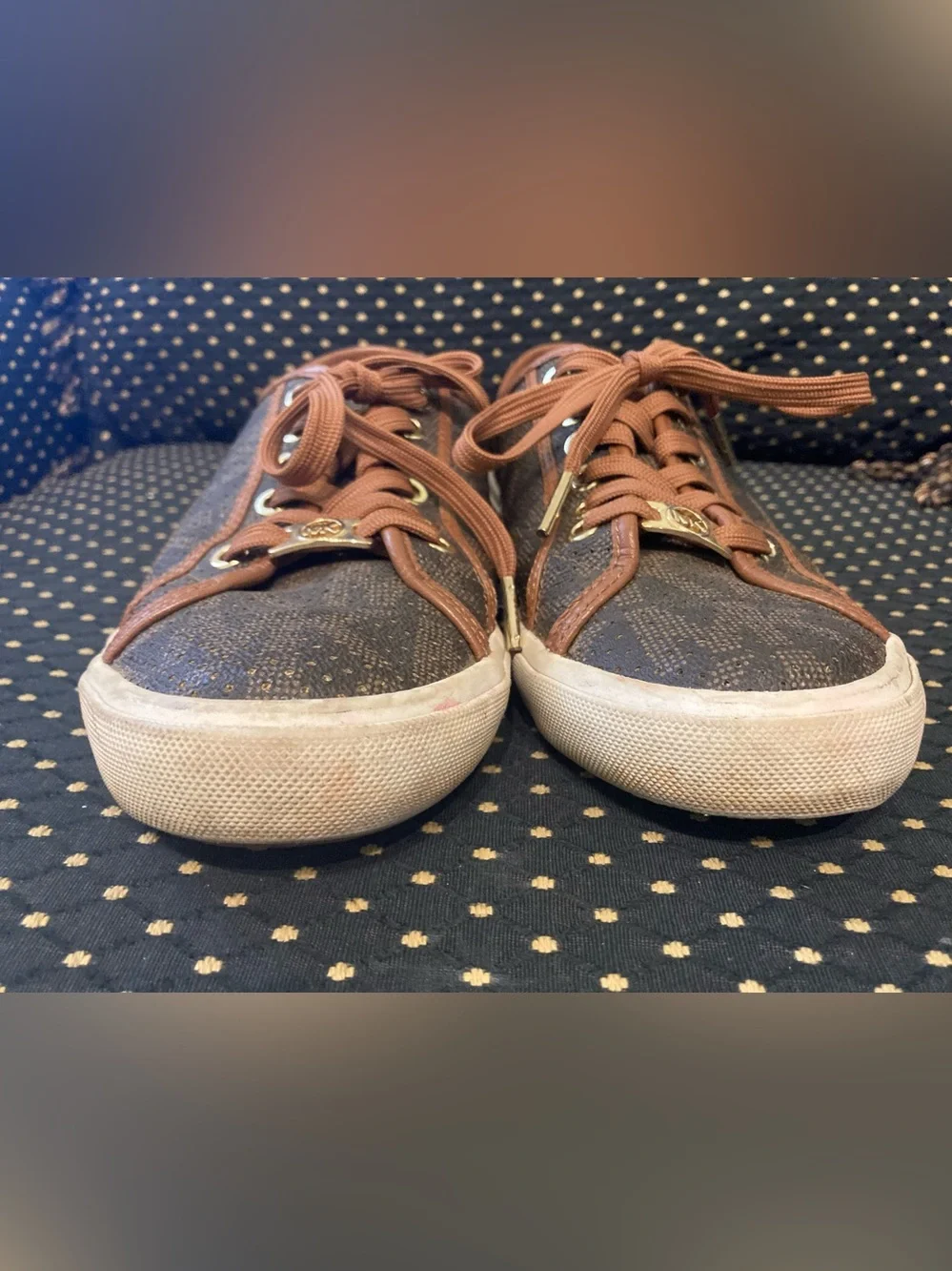 Michael Kors Women’s Size 8 Brown Tan Signature MK Sneakers Shoes